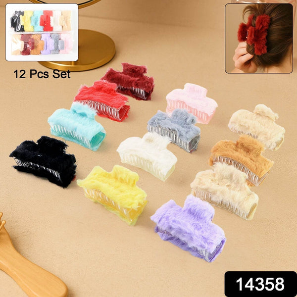 Soft Velvet Furry Hair Clutcher Clips Set (12 Pc) - dailyneed.life