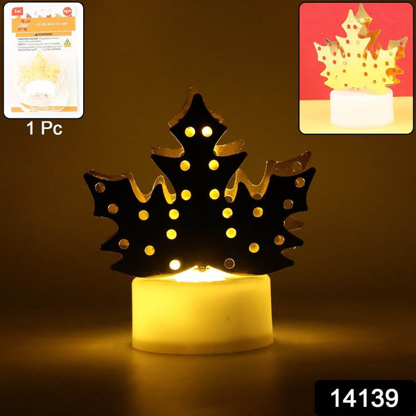 Decorative LED Gold Metal Leaf Diya Lamp, Diwali (1 Pc) - dailyneed.life