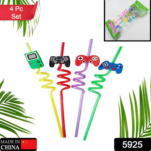 Plastic Straws Reusable Drinking Straws (4 pc Set / Mix design) - dailyneed.life