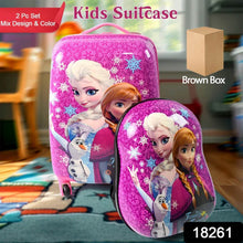 Kids Travel Suitcase with 4 Wheels (2 Pcs Set / 1 Big & 1 Small Shoulder Bag / Mix Design & Color) - dailyneed.life
