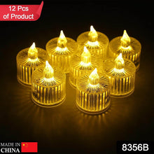12 Pcs Flameless and Smokeless Decorative Acrylic Candles Transparent Led Tea Light Candle for Gifting, House, Diwali, Christmas, Festival, Events Decor Candles, Diwali - dailyneed.life