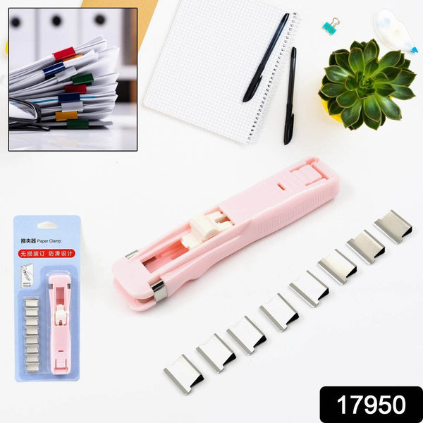 Portable Paper Clamp With 8 Pcs Clip Dispenser Handheld Paper Fast Clam (1 Set) - dailyneed.life