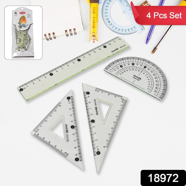 4-Piece Geometry Set, Triangle Ruler Protractor Straight Ruler - dailyneed.life