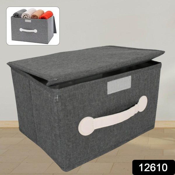 Small Foldable Storage Box With Lid And Handles, Cotton And Linen Storage Bins And Baskets Organizer For Nursery, Closet, Bedroom, Home (28×20×16 Cm / 1 pc) - dailyneed.life