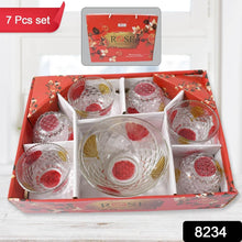 Rose glass Multipurpose Pudding / Dessert / Ice Cream Bowl Set for Home use, Home & Kitchen Serving Bowl for Sundae, Sweets, Snacks, Fruit, Pudding, Nuts or Dip, Serving Bowls 6 Medium & 1 Big Bowl (Set of 7 pc) - dailyneed.life