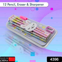 Cute Rabbit Bear Drawing Graphite Writing Pencil Set with Pencil Sharpener & Eraser, Pencil and Eraser Set with Eraser for Kids, for Girls, Fancy School Stationary, Birthday Party Return Gift (14 Pc Set) - dailyneed.life