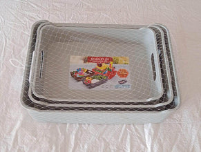 Multipurpose Organising & Storage Plastic Tray, Fruit & Vegetable/ Multi Purpose Tray, Organizer for Kitchen, Countertop, Cabinet, Bathroom Plastic Storage Basket For Store Fruits, Vegetables, Magazines, Cosmetics, Stationary Set of 3 - dailyneed.life