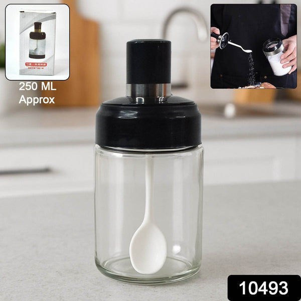 Transparent Glass Storage Jar with Built-in Spoon Approx 250ml - dailyneed.life