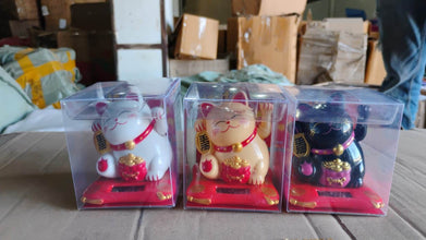 Solar Powered Happy Cat Beautiful with Arm Waves Wealth Cat (1 Pc / Mix Color) - dailyneed.life