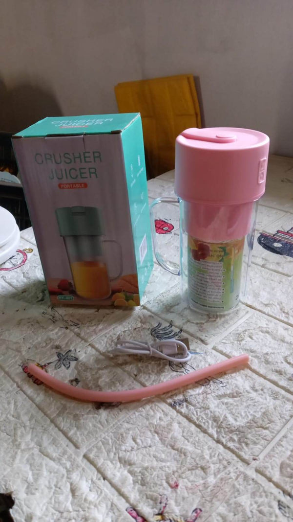 2 In1 Portable Crusher Juicer With Handle & Straw for Smoothie Sipper USB Rechargeable (340 ml) 6 Stainless Steel Blades Compact Juicer Mixer, Juicer Portable Fresh Juice Blender Portable Electric Juicer ( 340 ML ) - dailyneed.life
