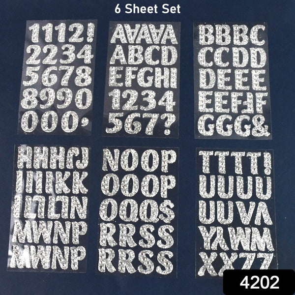 Silver Gem Letter & Numbers Stickers 1 Inch Letters, 130 Count (Pack of 6 Sheets) - dailyneed.life