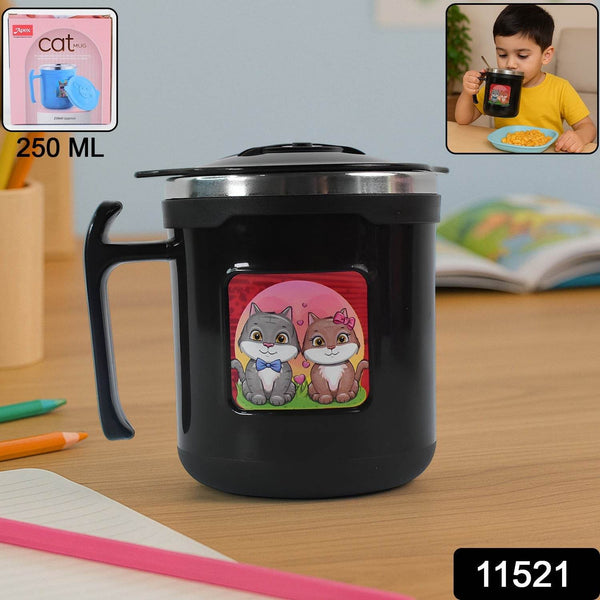 1 Pc Apex Cat Mug – 250 ml Stainless Steel Insulated Inner with Cute Cat Print - dailyneed.life