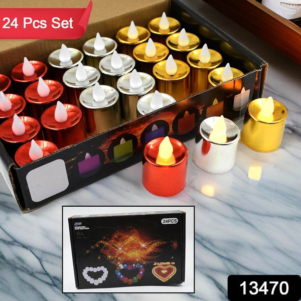 Electrical Candles Diya LED Tea Light, Plastic Candle Light Candle Candle, Diwali (24 Pc Set) - dailyneed.life