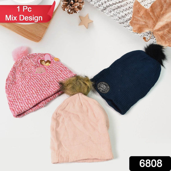 Small Cap for Winter Woolen Knitted Inside Fur Caps (1 Pc / Mix Design & Color) - dailyneed.life
