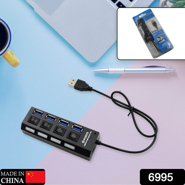 4 Port USB, HUB USB 2.0 HUB Splitter High Speed with On/Off Switch Multi LED Adapter Compatible with Tablet Laptop Computer Notebook - dailyneed.life