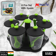 Multipurpose 6 Piece Miracle Revolving Plastic Spice Container Rack With 6 Spoon, Condiment Set, Masala Rack Set, Revolving Spice Rack Aachar Container Chutney Mukhwas Tray Masala Dining Spice Stand - dailyneed.life