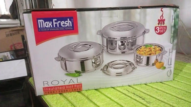 Royal Unique Hot Pot Stainless Steel Insulated Serving Casserole with Lid & Handle (3 pcs Set) - dailyneed.life