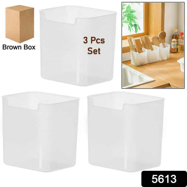 3Pcs Clear Plastic Organizer Storage Versatile Kitchen Drawer Organizer Tray for Desk, Makeup, Bathroom, Kitchen Pantry Cabinet - dailyneed.life