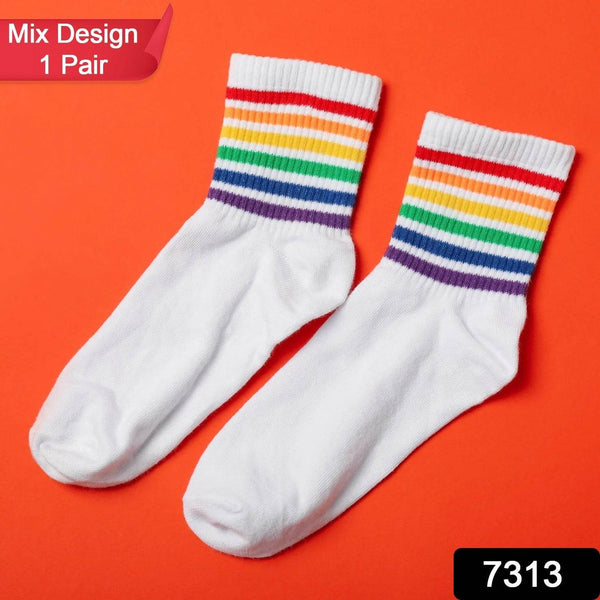 1 PAIR SOCKS PRINTED TRENDY MULTIPLE DESIGNER SOCKS (1 Pc / Mix Design) - dailyneed.life