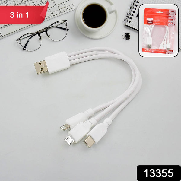3 In 1 Charging Cable Fast Charging Cord USB Cable 3.5 Amp (1 Pc) - dailyneed.life