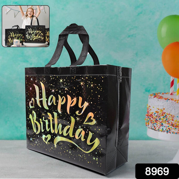 Birthday Gift Bag with Gold Shiny Stars, Reusable Party Gift Bags (1 Pc) - dailyneed.life