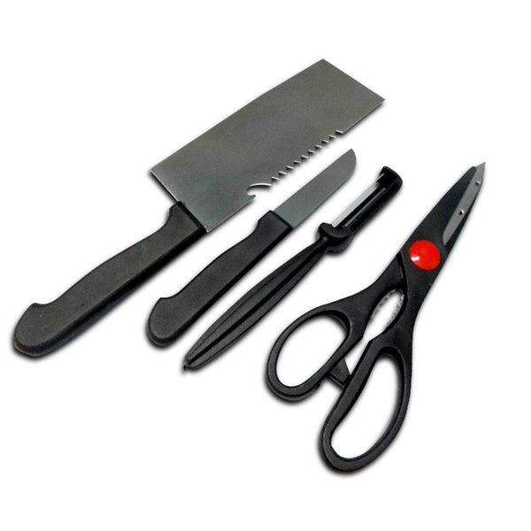 Stainless Steel Kitchen Tool Set (Butcher Knife, Standard Knife, Peeler and Kitchen Scissor) - 4 Pcs - dailyneed.life