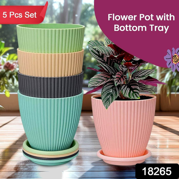Plastic Flower Pot with Bottom Tray (5 Pcs Set) - dailyneed.life