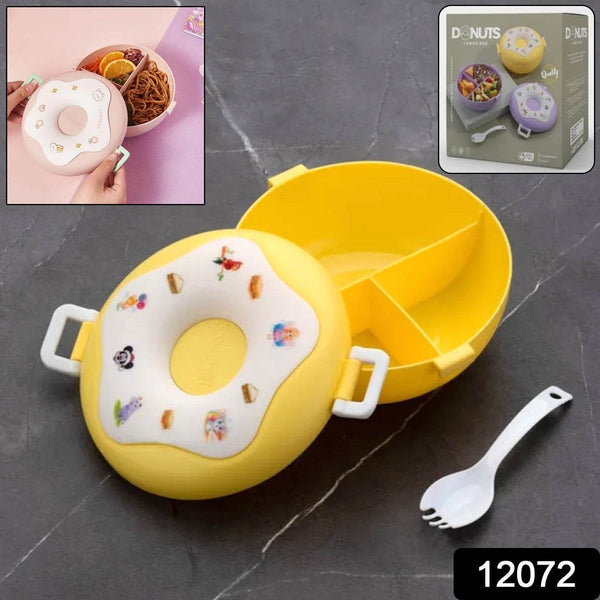 Donut Shaped Double Insulated 3 Compartment Lunch Box (1 Pc / Mix Color) - dailyneed.life