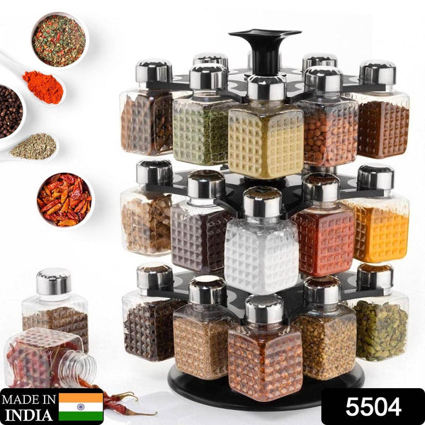 360° Revolving Spice Rack | 24-Piece Square Container Set | All-New Design for Condiments - dailyneed.life