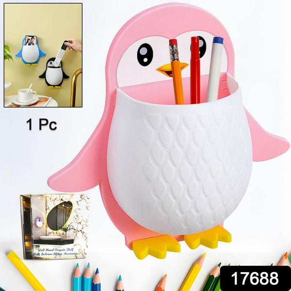 Penguin Storage Box, Adhesive Remote Case, Electric Toothbrushes Holder, Universal Controller Holder, Wall Nightstand, Office Plastic Wall Mount - dailyneed.life