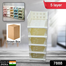 5 Layer Stackable Multifunctional Storage,for Clothes Foldable Drawer Shelf Basket Utility Cart Rack Storage Organizer Cart for Kitchen, Pantry Closet, Bedroom, Bathroom, Laundry (5 Layer 1 Pc) - dailyneed.life