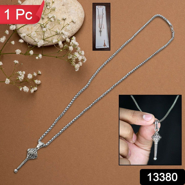 Silver Chain With Gada Pendant / Locket (1 Pc) - dailyneed.life