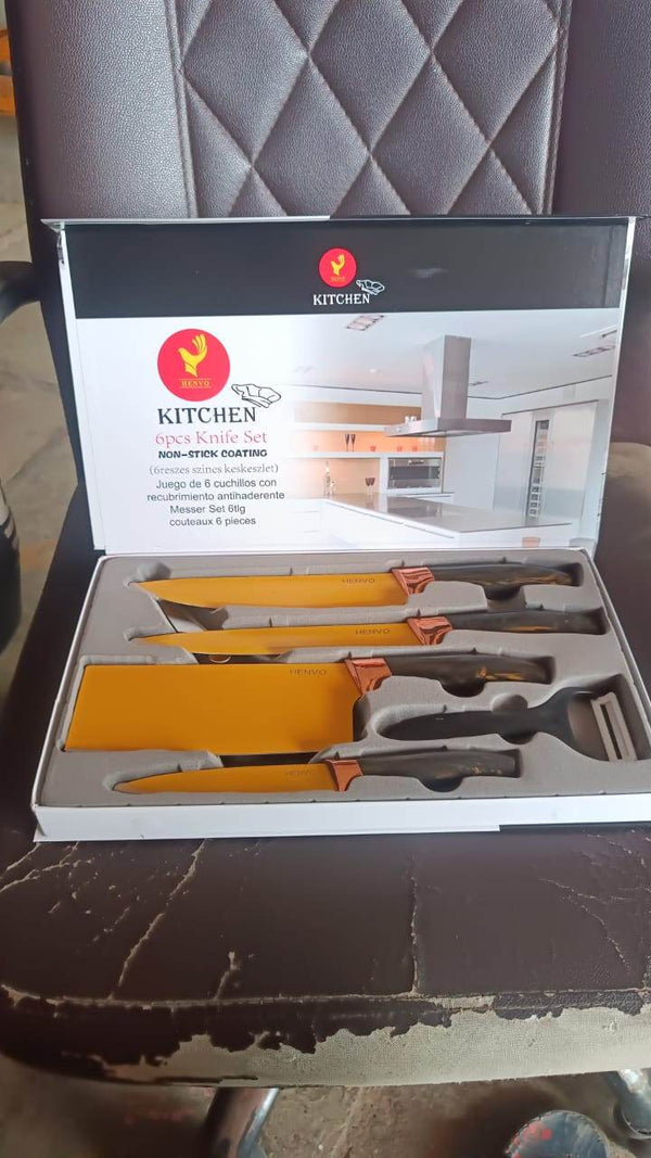 6 Pcs Professional Kitchen Knife Set with Chef Knives, Cleaver, Peeler & Scissors - dailyneed.life