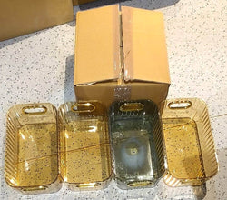 Premium Ribbed Transparent Storage Basket with Gold Handle – Multipurpose Kitchen & Home Organizer Box (25x14cm / 4 Pc) - dailyneed.life