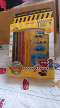 Pencil and Eraser Set, Construction Truck Theme Stationery Kit Includes 6 Pencils, 4 Erasers, 1 Sharpener, 1 Ruler Bookmark, 1 Pencil Cap Stationary For Birthday Gifts for Kids, Birthday Return Gifts (13 Pc set) - dailyneed.life