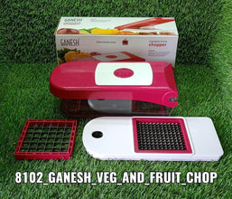Ganesh Plastic Chopper Vegetable and Fruit Cutter, Red - dailyneed.life
