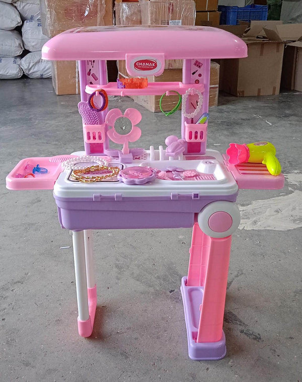 Big Beauty Set Suitcase On Wheel, The Ultimate Beauty Set On Wheels for Girls, Makeup Kit is Easy to Clean & Use, Portable Beauty Set with 25 Pieces for 3 Years BIS Approved. (Beauty Set Trolley) - dailyneed.life