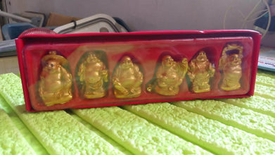 Golden Laughing Buddha Set Of Six Pieces Statue For Happiness, Wealth & Good luck Decor For Wealth and Success (6 Pcs Set) - dailyneed.life