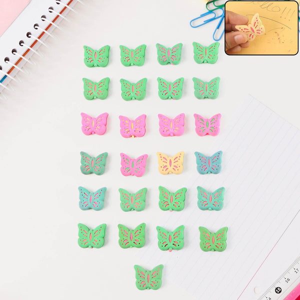 Butterfly Shape Eraser Rubber (25 Pc / Mix Colour & Design) - dailyneed.life