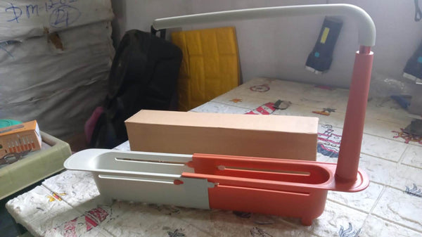 Telescopic Sink Storage Rack Material Kitchen Rag Rack Dishwashing Organizer Shelf Drain Basket Pp Under Sink Organizers ( Mic Color 1 Pc) - dailyneed.life