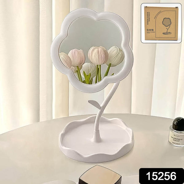 Flower-Shaped Makeup Mirror, Rotatable Makeup Mirror with Tray Table Vanity - dailyneed.life