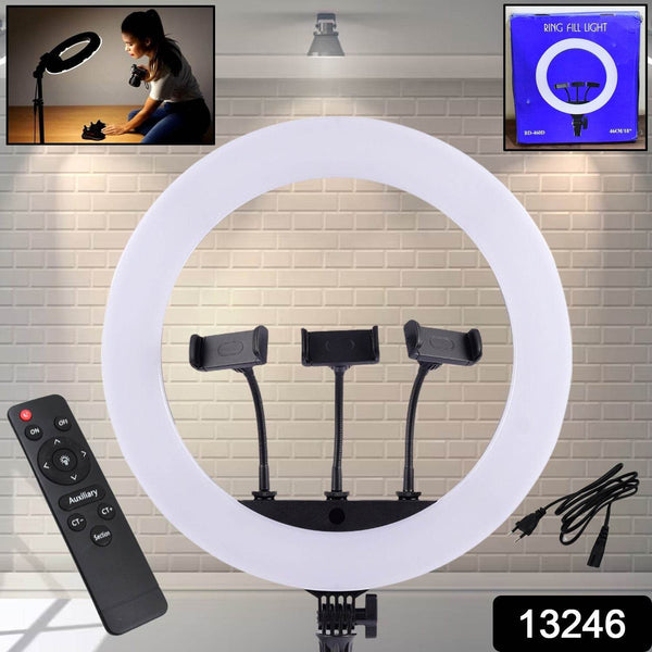 18 Inch LED Ring Light with 3 Colour Modes & 3 Mobile Holders, Remote Control (1 Set) - dailyneed.life