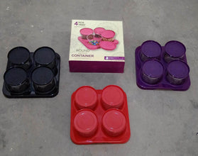 Airtight Plastic 4 Pc Storage Container Set, With Tray Dry Fruit Plastic Storage Container Tray Set With Lid & Serving Tray For Kitchen - dailyneed.life