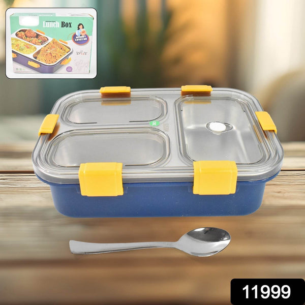 3 Compartment Transparent Stainless Steel Lunch Box for Kids - dailyneed.life