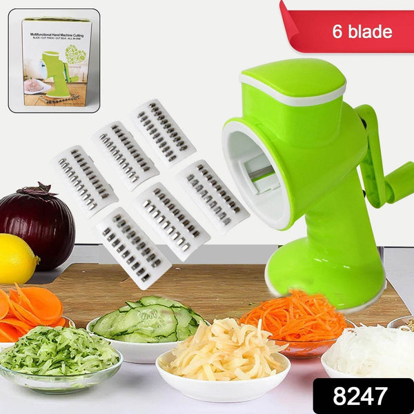 6 in 1 Multi functional Vegetable Cutter & Slicer Hand Machine Cutting, Slice, Cut Thick, Cut Silk All in one –Vegetable Chopper Cutter & Slicing Cutter Barrel - Vegetable Grater with 6 Removable Blades - dailyneed.life
