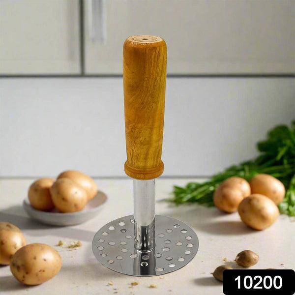High Grade Stainless Steel Potato Masher Paubhaji / Pav Bhaji Masher with Wooden handle (1 Pc) - dailyneed.life