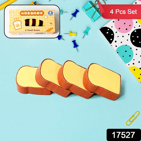 3D Toast Bread Shape Eraser for Kids, Cartoons Erasers Toast Bread Erasers Bread Shaped Eraser for Students, Gift, Cute Fun Food Erasers for School Classroom, Stationery for Boys & Girls (4 Pcs Set) - dailyneed.life