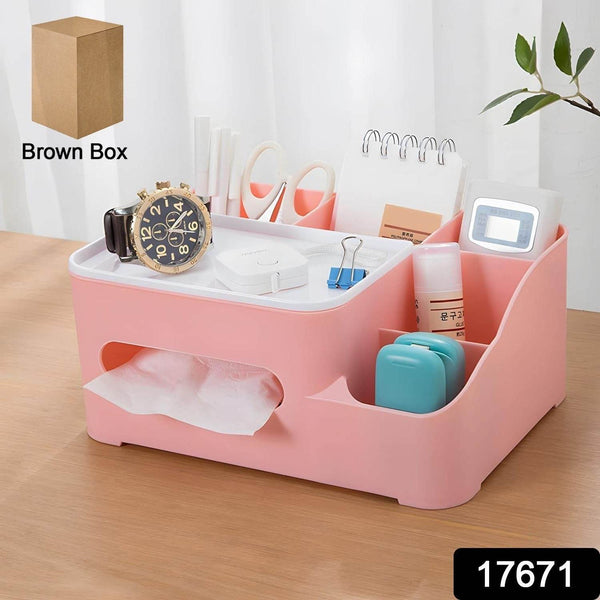 6-Compartment Desk Organizer – Multi-Function Storage for Tissue, Stationery, Remote & Mobile (Home/Office) - dailyneed.life