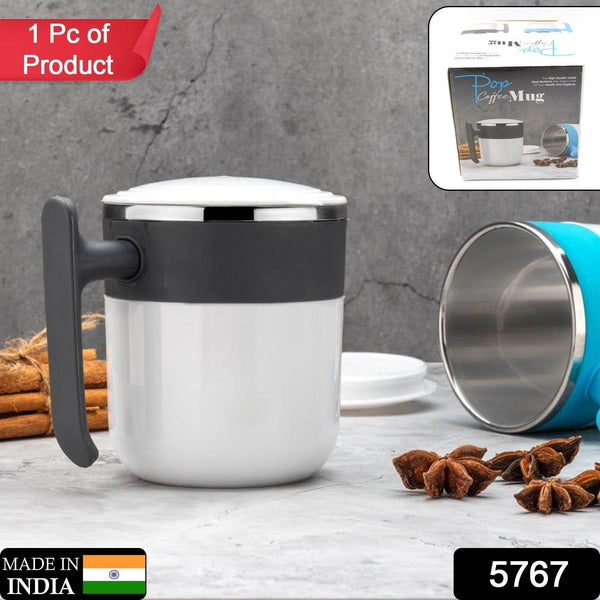 Stainless Steel Insulated Coffee/Tea Mug with Lid – Double Wall Hot Beverage Travel Cup, Milk Mug for Office & Home Use (1 Pc) - dailyneed.life