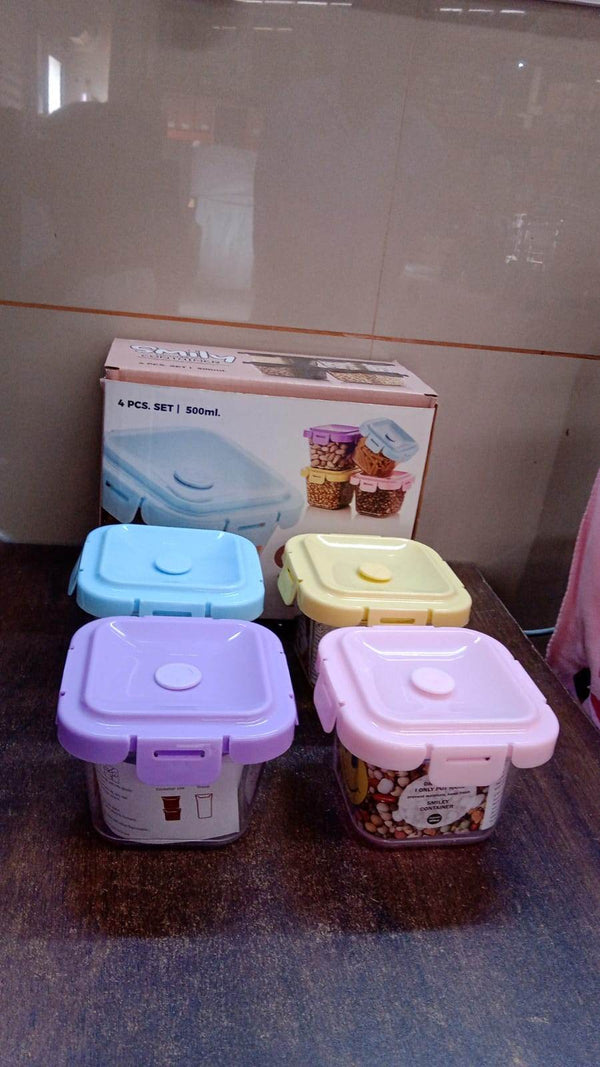 Plastic Food Storage Containers with Lid (4 Pcs Set / 500 ML) - dailyneed.life